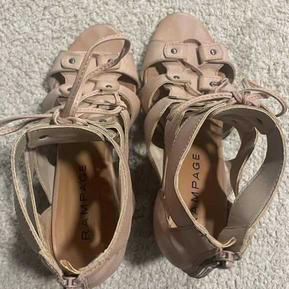 Rampage Women's Size 8 1/2 Valerie Strappy Heel Sandals Tan - Picture 4 of 16